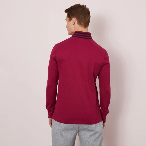 Bordeaux Long-sleeved Polo with Oval Badge - Picture 2 of 2